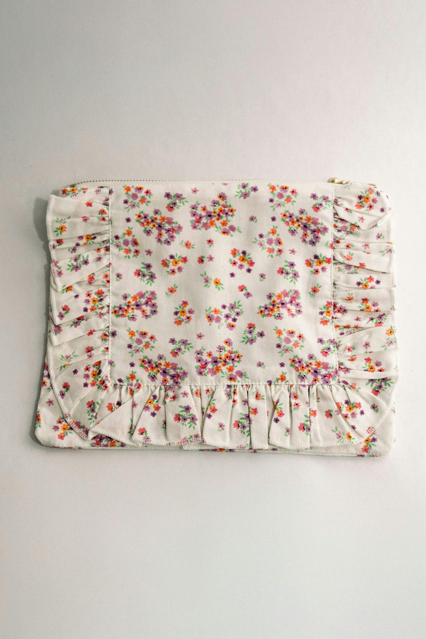 Lavender Marmalade Timeless Floral Ruffle Zipper Pouch