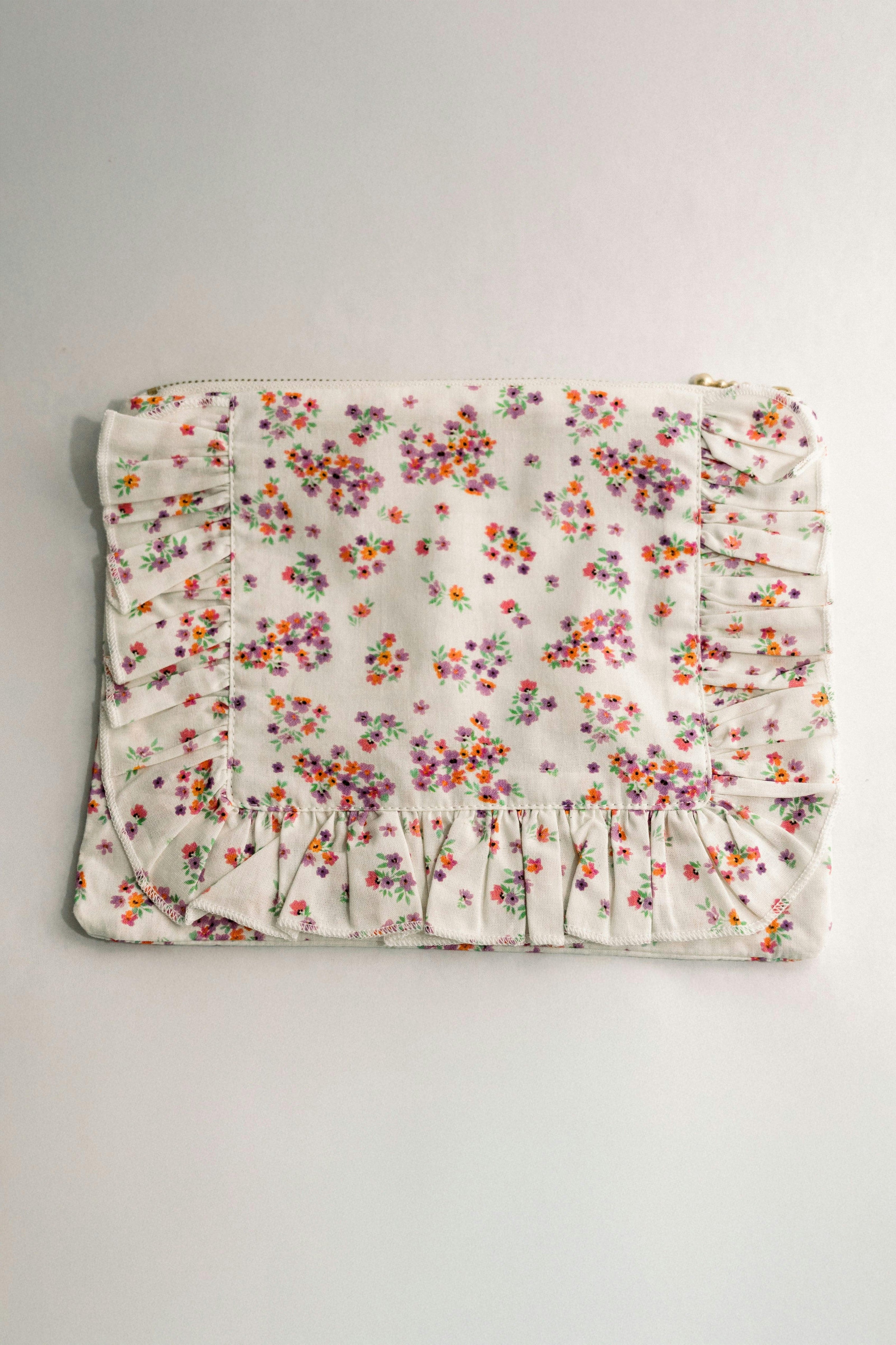 Lavender Marmalade Timeless Floral Ruffle Zipper Pouch