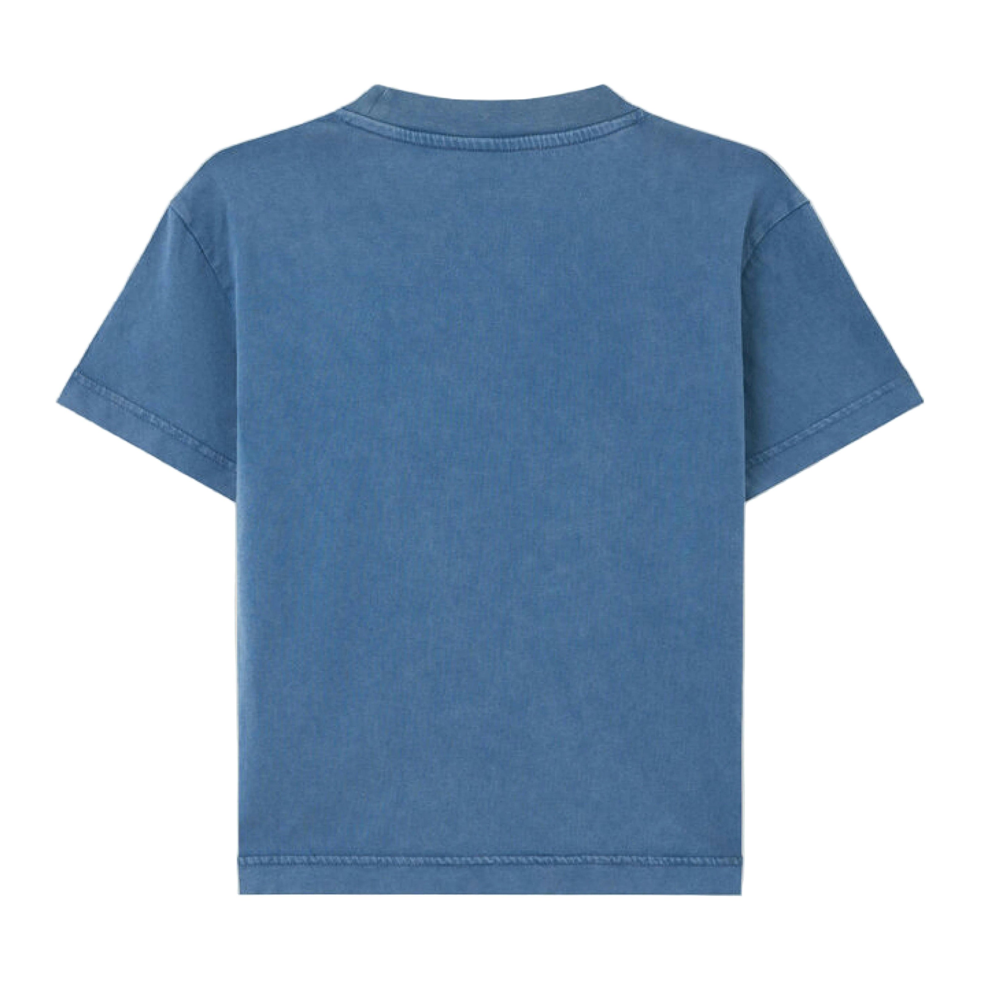 Blue Curved Logo Faded T-Shirt