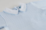 Boys Pique Collar Diamond Knit Longall & Hat Blue