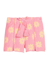 Pom Pom Terry Shorts - Pink Floral Terry