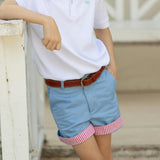 Wyatt Shorts in East Beach Blue with Sconset Stripe Cuffs