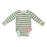 Baby Boy Long Sleeve Henley Bodysuit in Blue Haze Multi Stripe