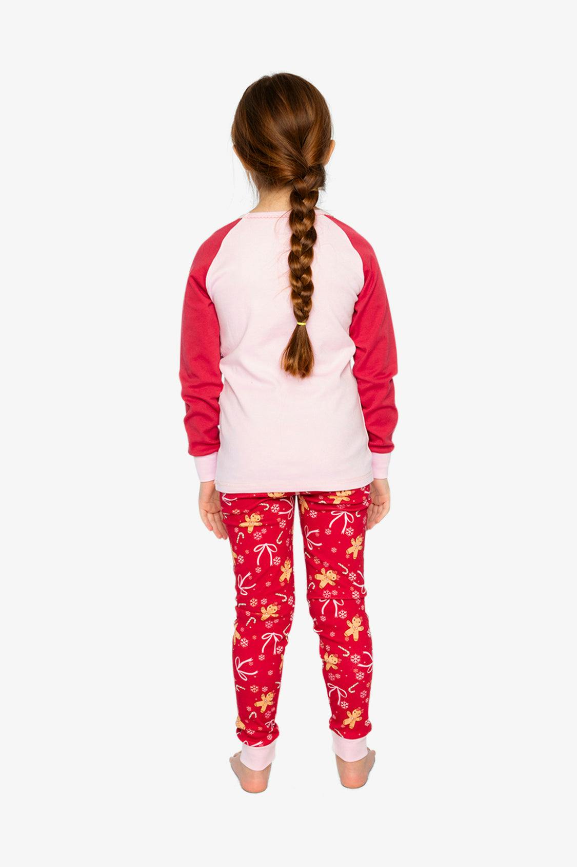 Organic Cotton Two Piece Pajama Set Red Gingerbread Print