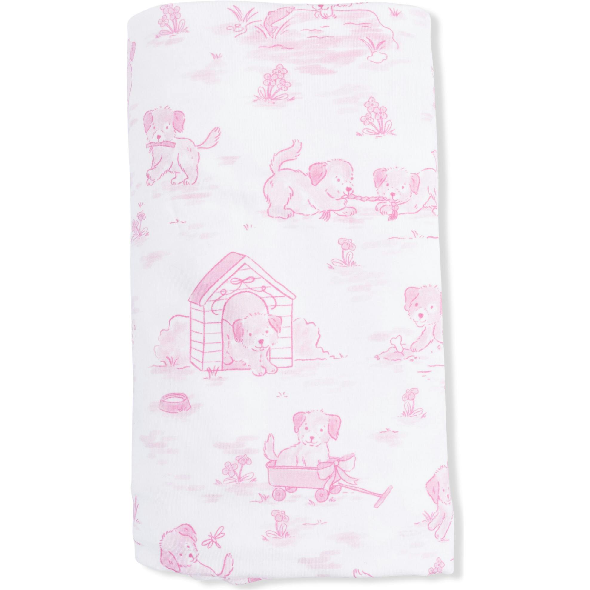 Puppy Toile Pink - Swaddle Blanket