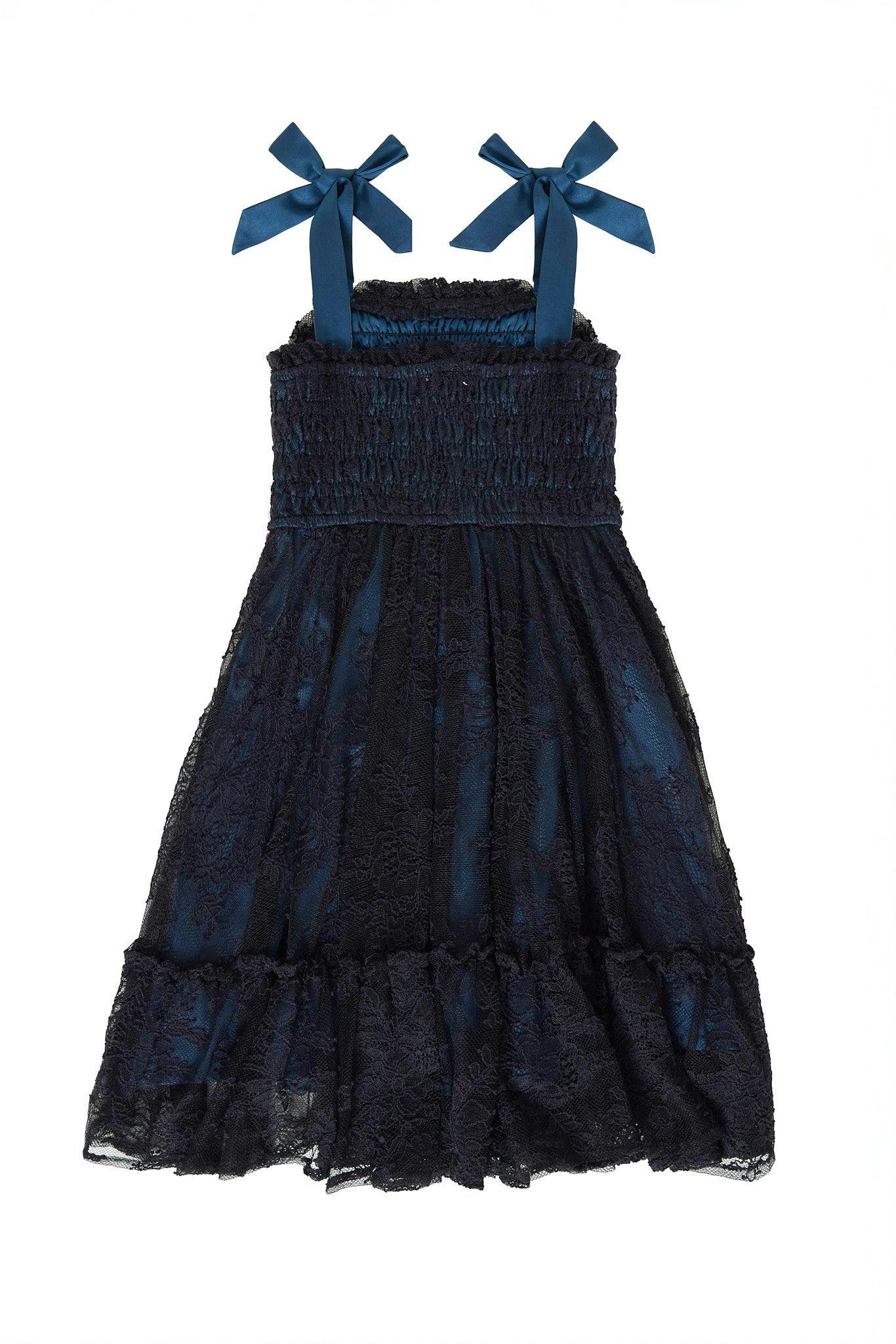 Mini Isadora Dress in Navy & Black