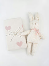 Heart I Love You Blanket and Bunny Plush Toy Gift Set