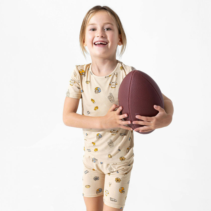 Football Bamboo Kids Pajama Short Set