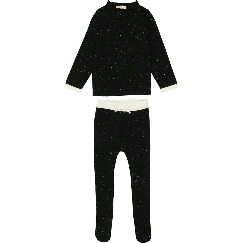 Flecked Neck Sweater & Pant 2-Piece Set