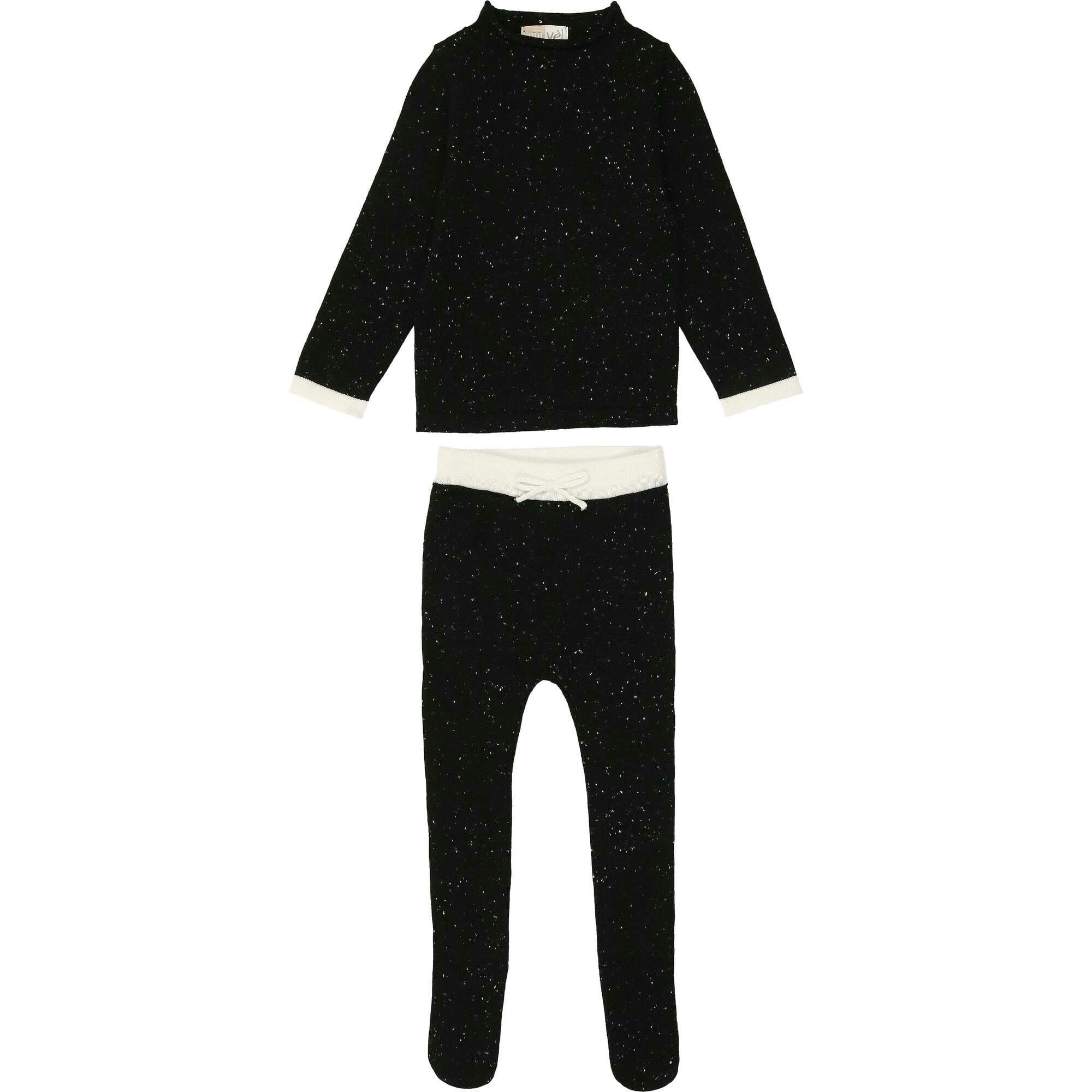 Flecked Neck Sweater & Pant 2-Piece Set