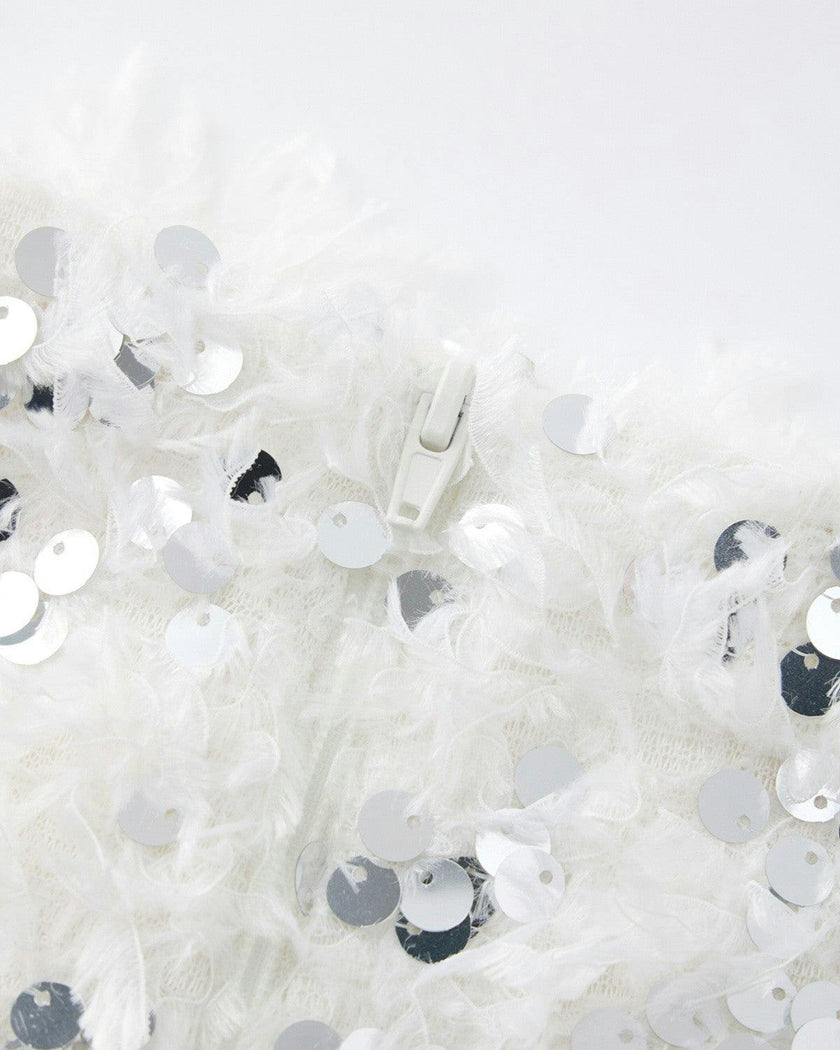 Chrissy Feather Sequin Mini Skirt