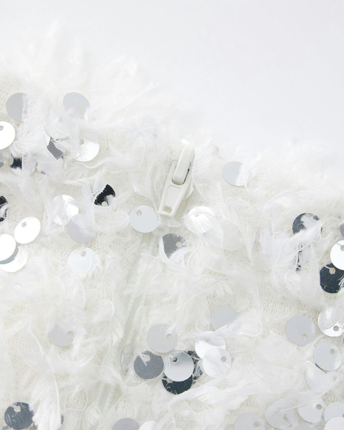 Chrissy Feather Sequin Mini Skirt