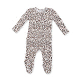 Leopard Rib - 2 Way Ruffle Back Zipper Footie