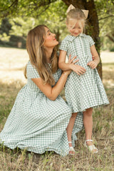 Amber Dress in Sage Gingham