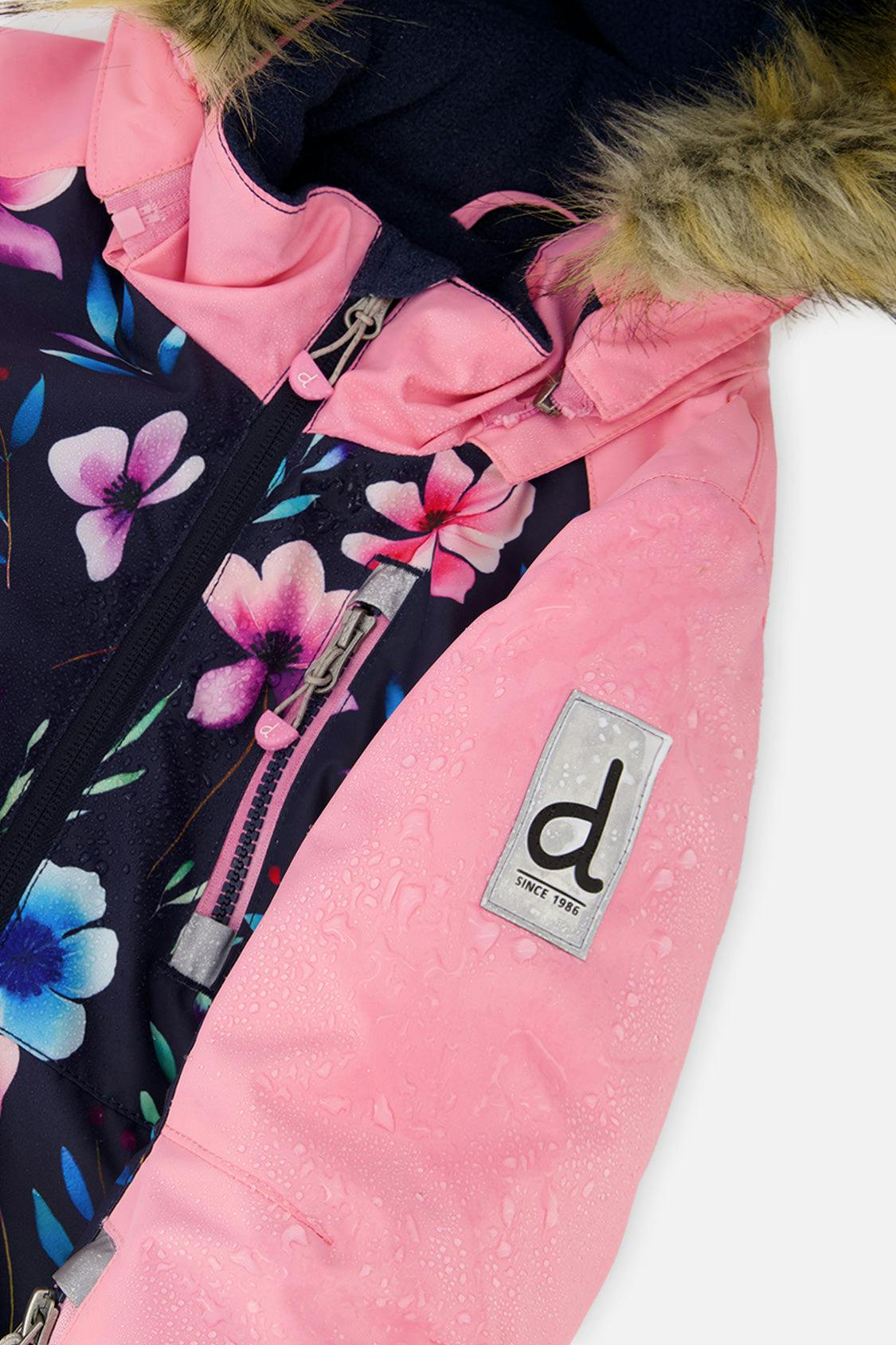 Kids One Piece Play Snowsuit Blue Floral Print