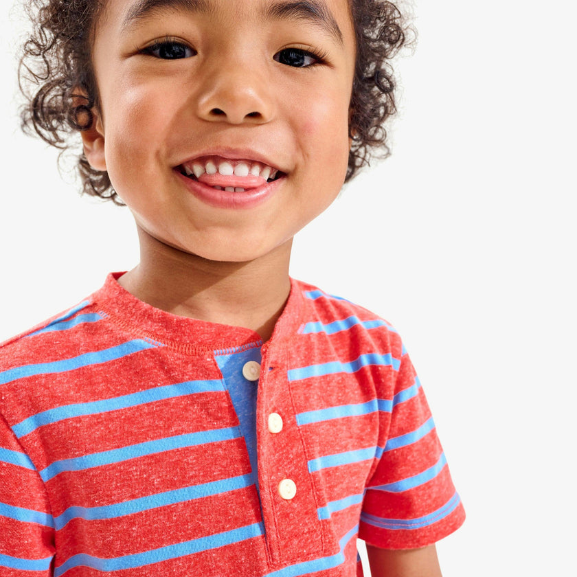 Kids heathered henley tee in stripe