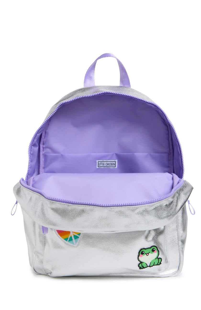 Silver Kid's Backpack With Patches