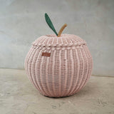 Handcrafted - Apple Storage Basket Pink (Medium) - Rattan Wicker