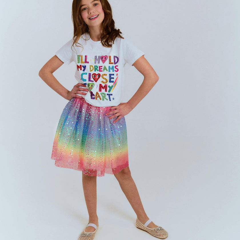 Rainbow Sequin Short Skirt