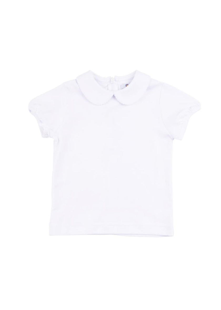 White Knit Short Sleeve Blouse
