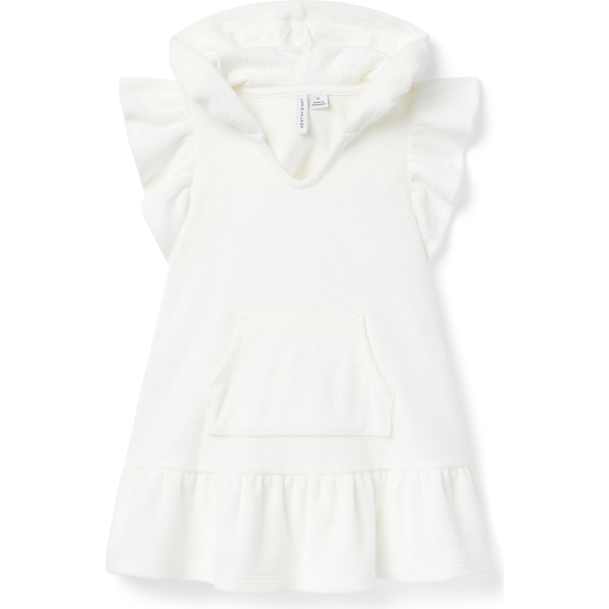 Hooded Terry Swim Cover-Up, White