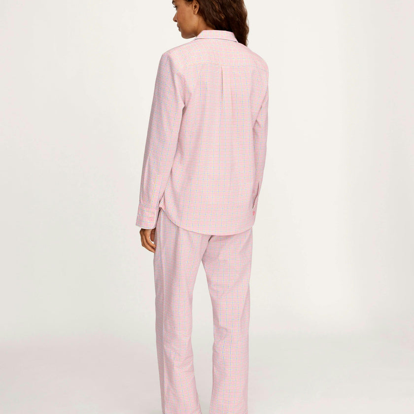 Women's Twill Pajama Set in Peony Plaid