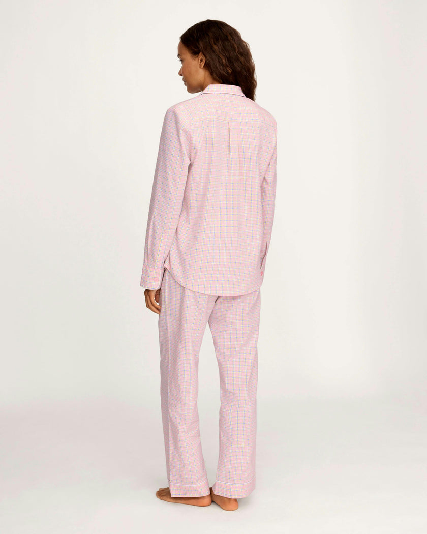 Women's Twill Pajama Set in Peony Plaid