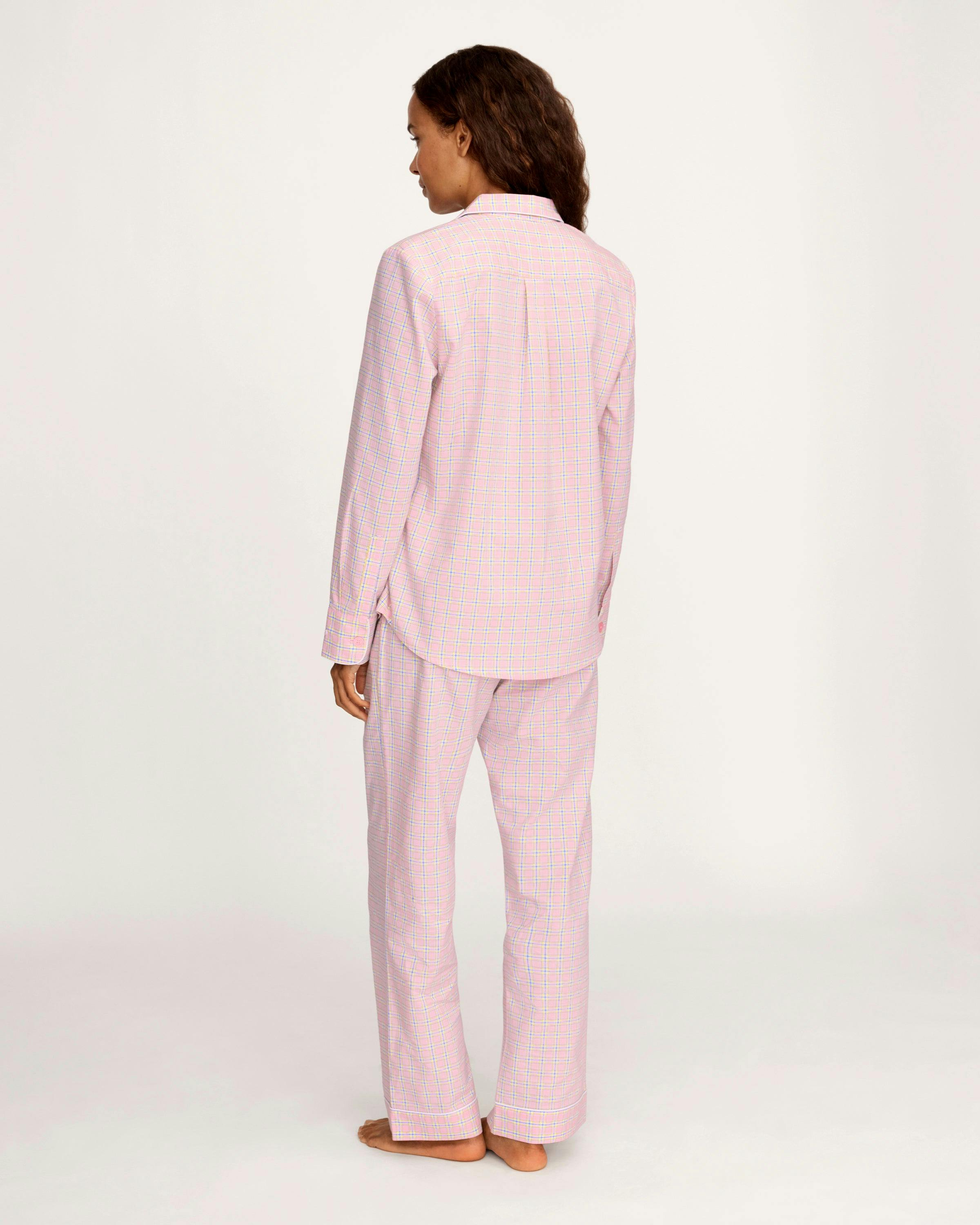 Women's Twill Pajama Set in Peony Plaid