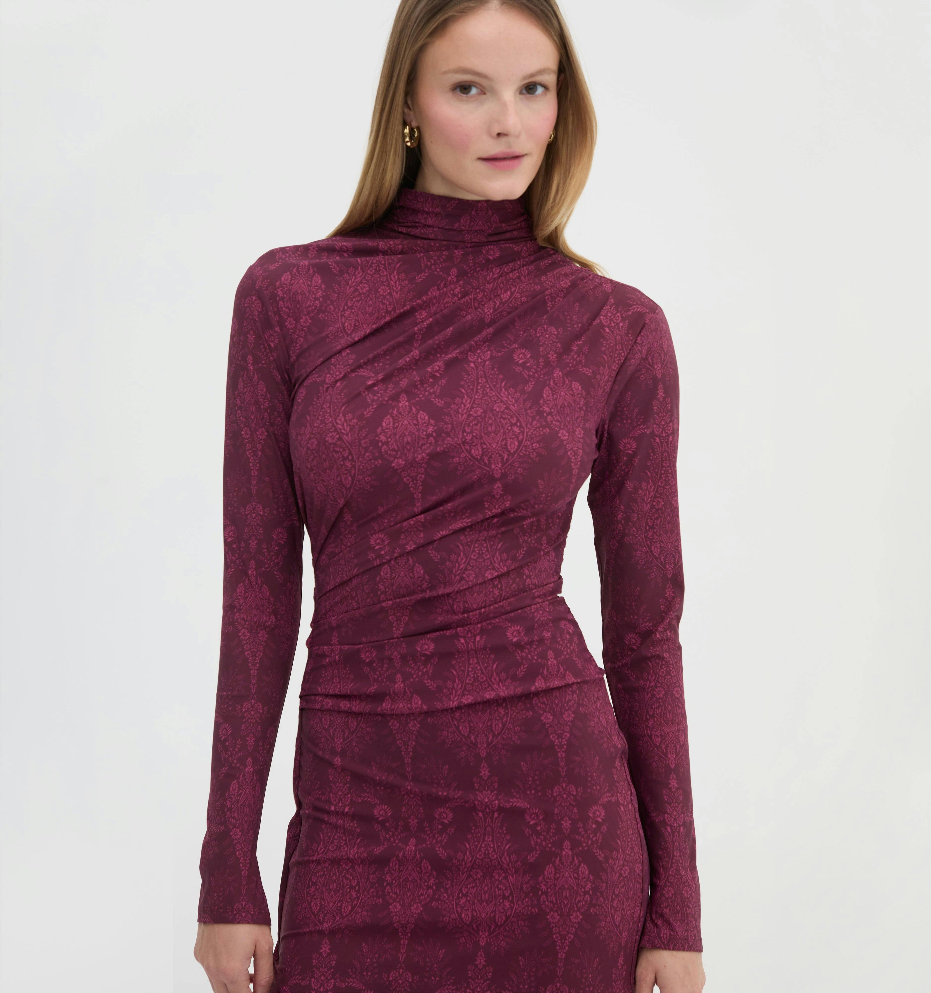 The Rizzo Dress - Plum Damask