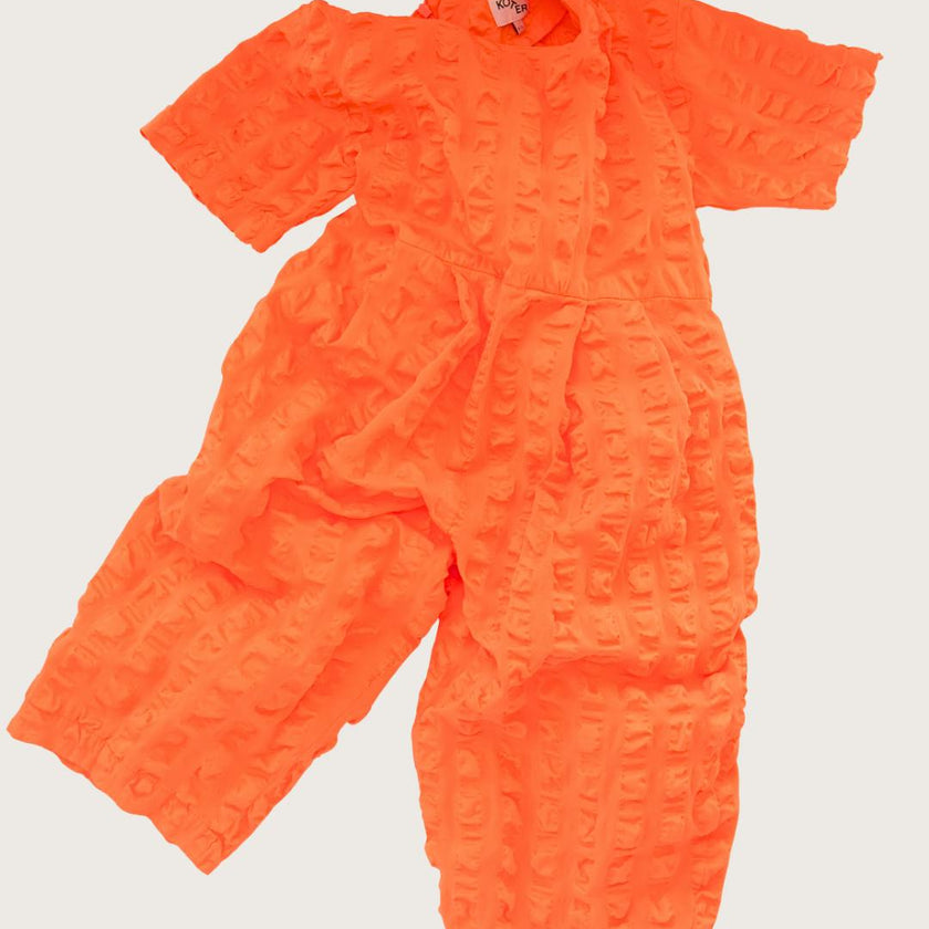 Dorian Orange seersucker jumpsuit