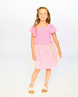 Mesh And Crinkle Jersey Dress With Smocking