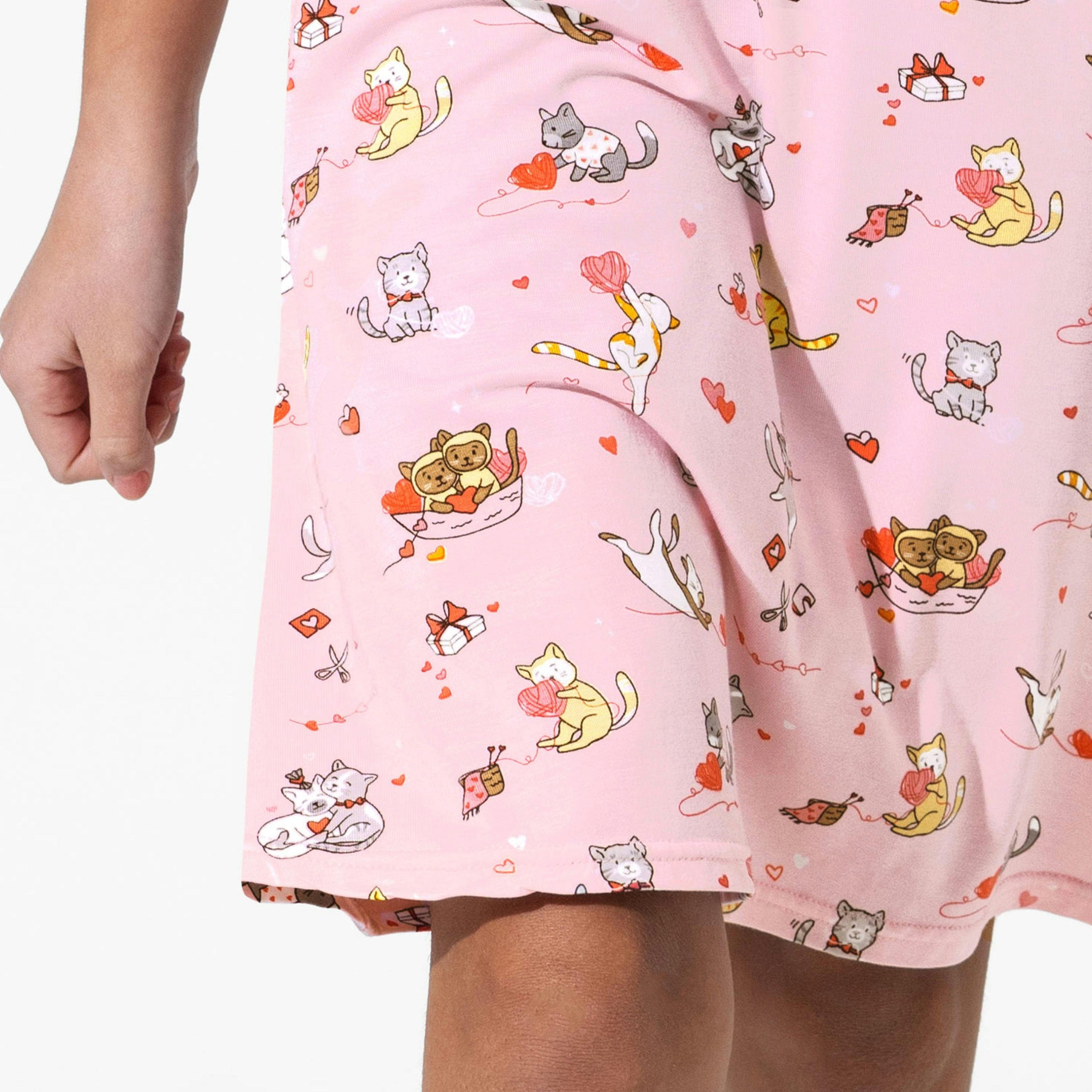 Valentines Kittens Bamboo Girls' Long Sleeve Dress