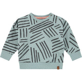 Crew Neck Abstract Stripe Graphic Print Sweatshirt