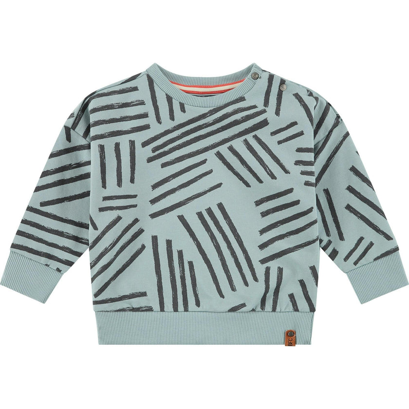Crew Neck Abstract Stripe Graphic Print Sweatshirt