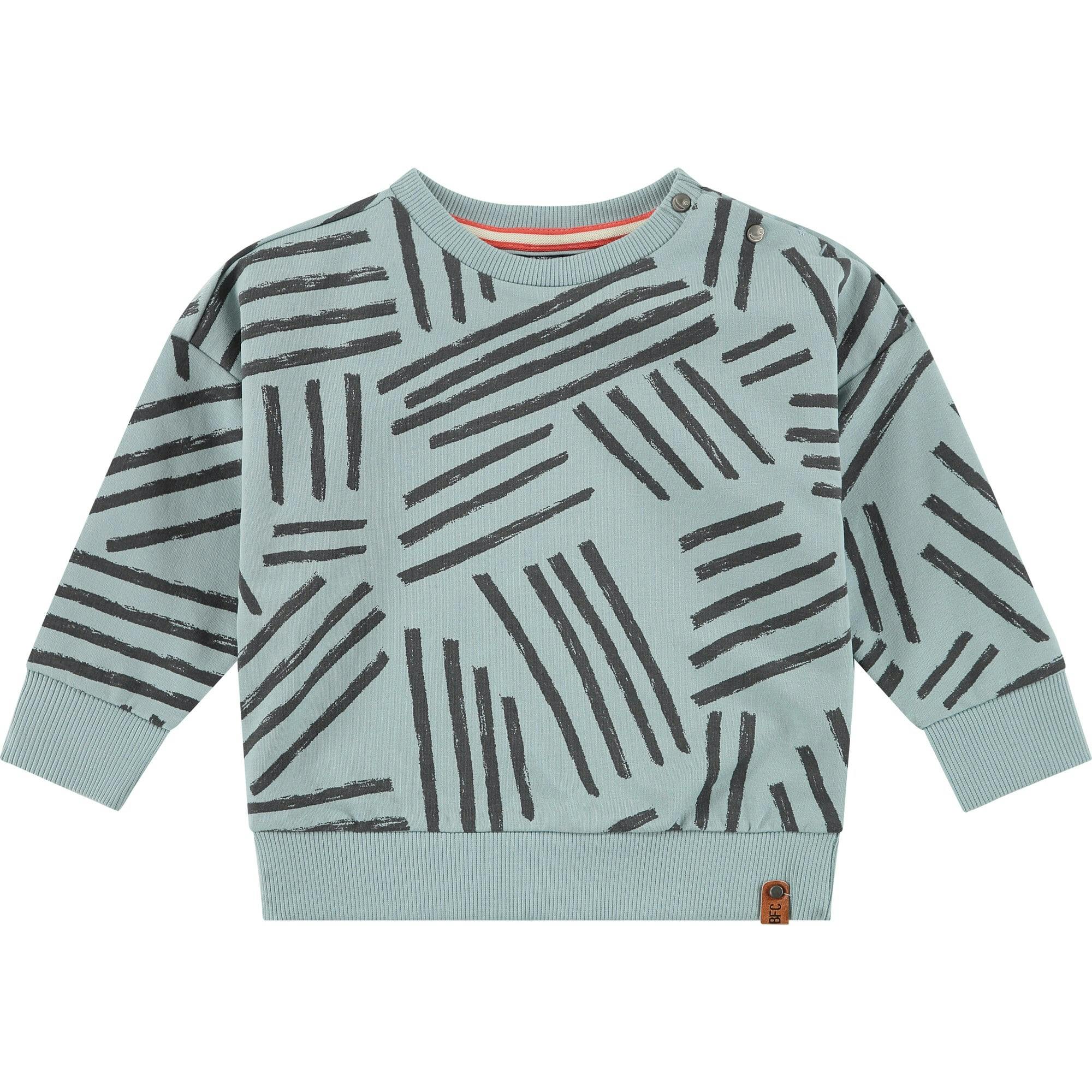 Crew Neck Abstract Stripe Graphic Print Sweatshirt