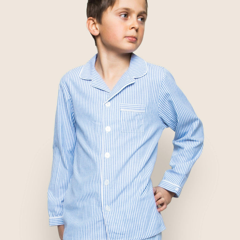Kid's Twill Pajama Set in French Blue Heritage Stripe