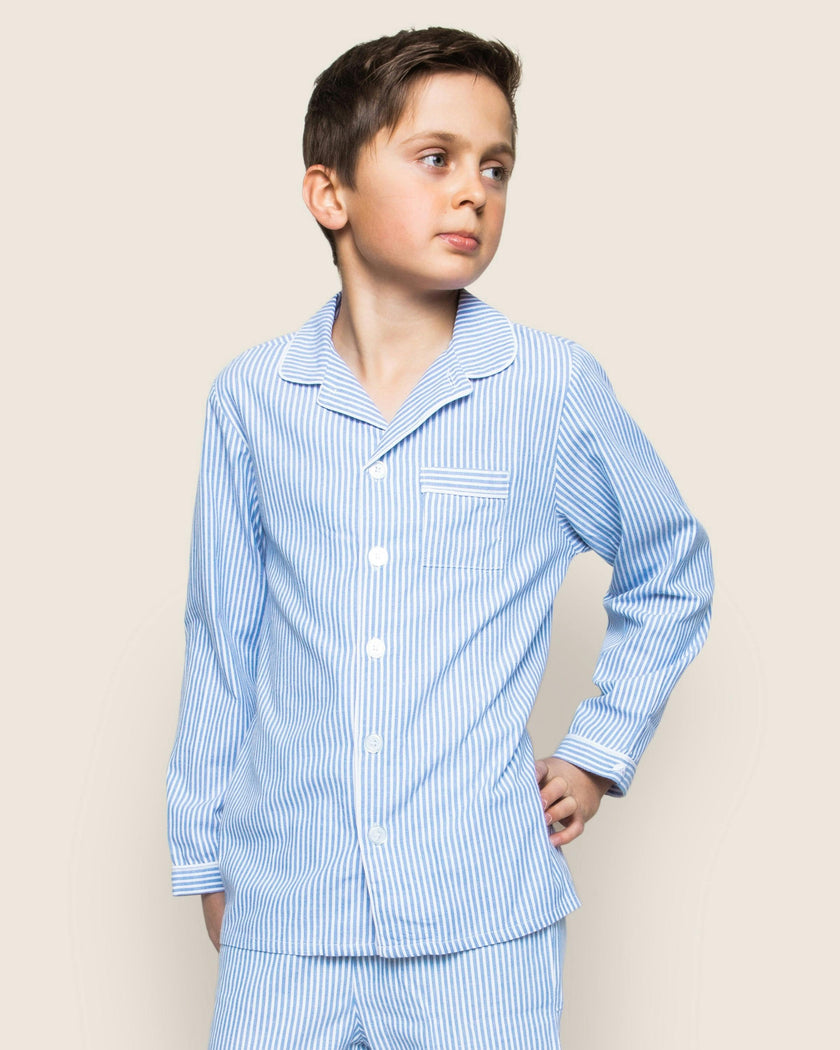 Kid's Twill Pajama Set in French Blue Heritage Stripe
