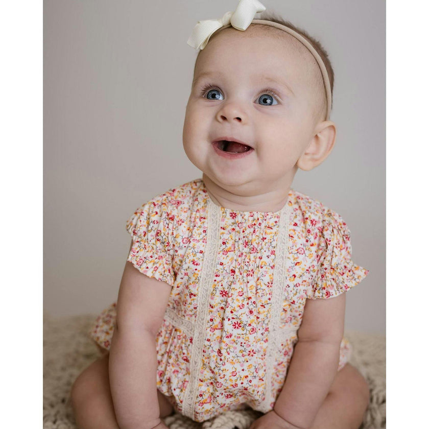 Pink Floral Bubble Romper