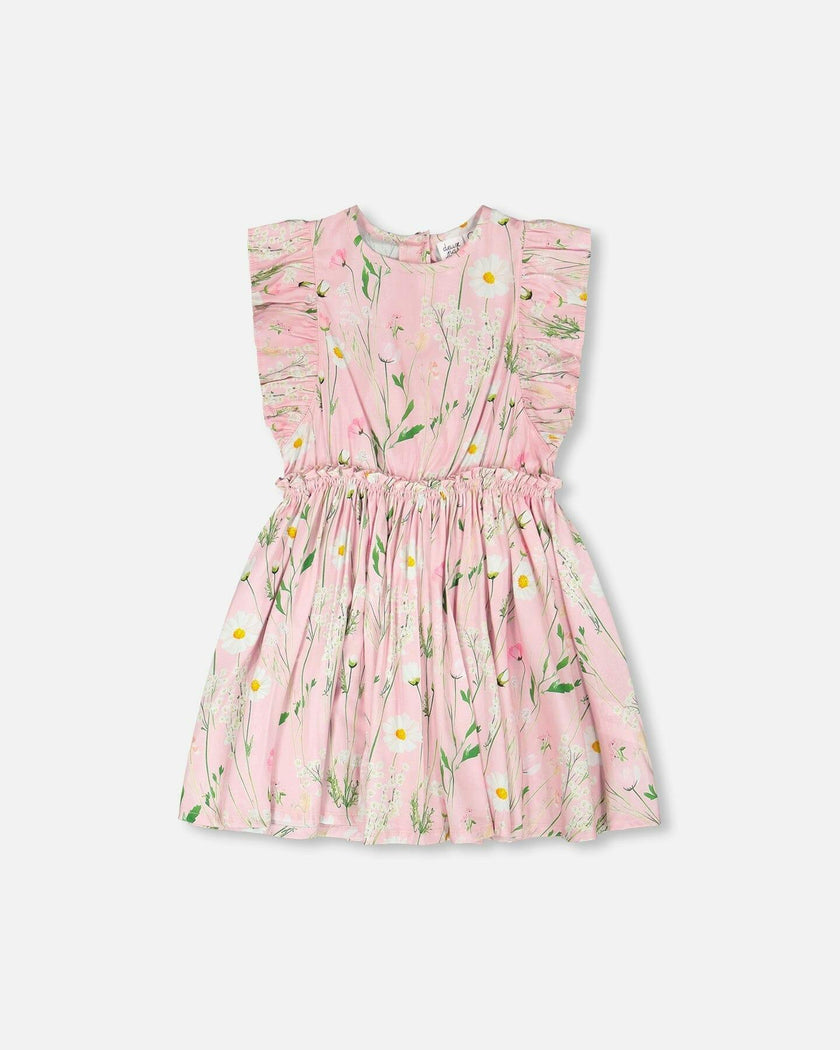 Viscose Dress Pink Printed Flowers