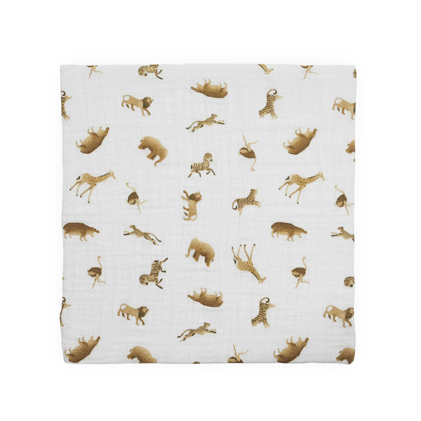 Organic Cotton Muslin Swaddle Blanket 2 Pack - Animal Crackers
