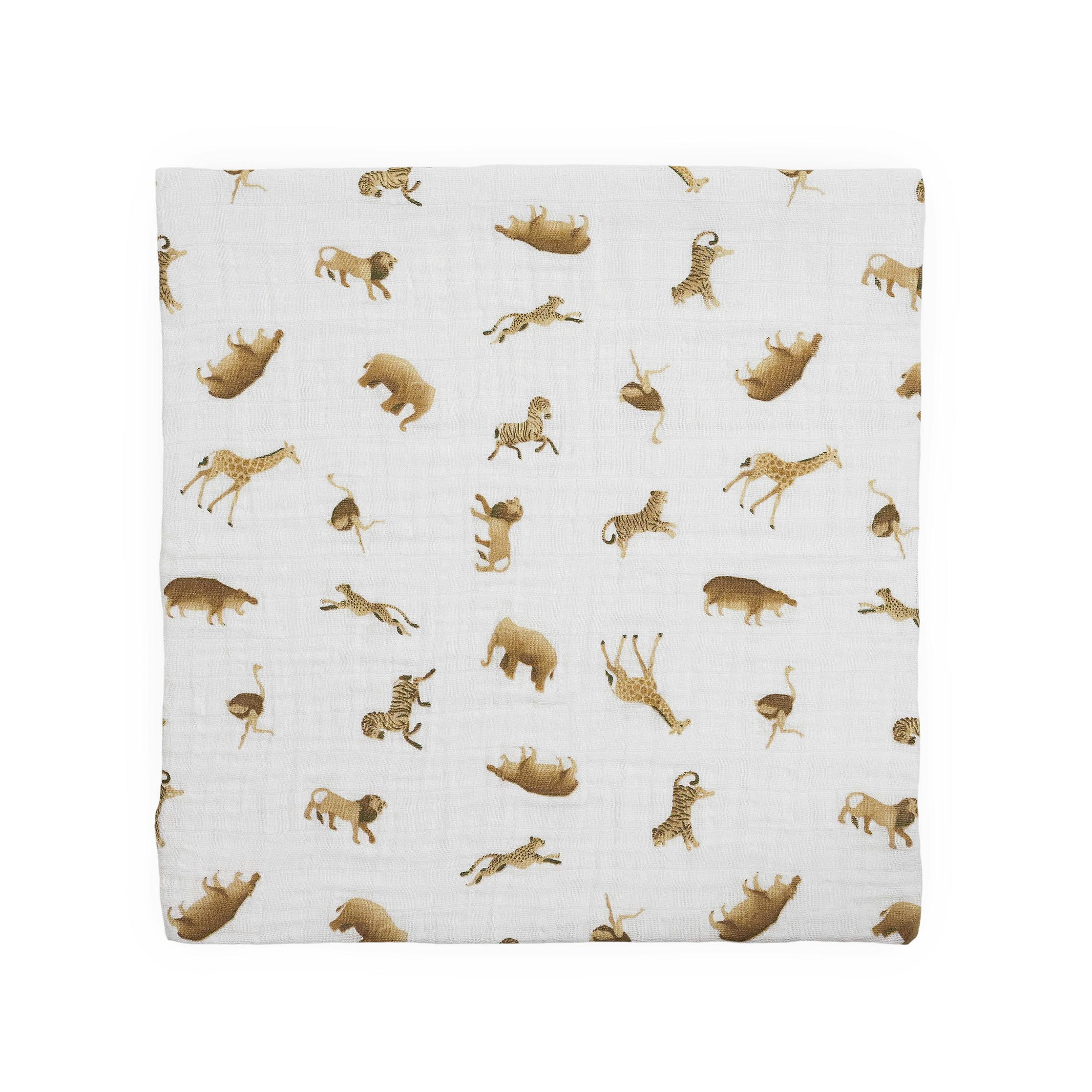 Organic Cotton Muslin Swaddle Blanket 2 Pack - Animal Crackers