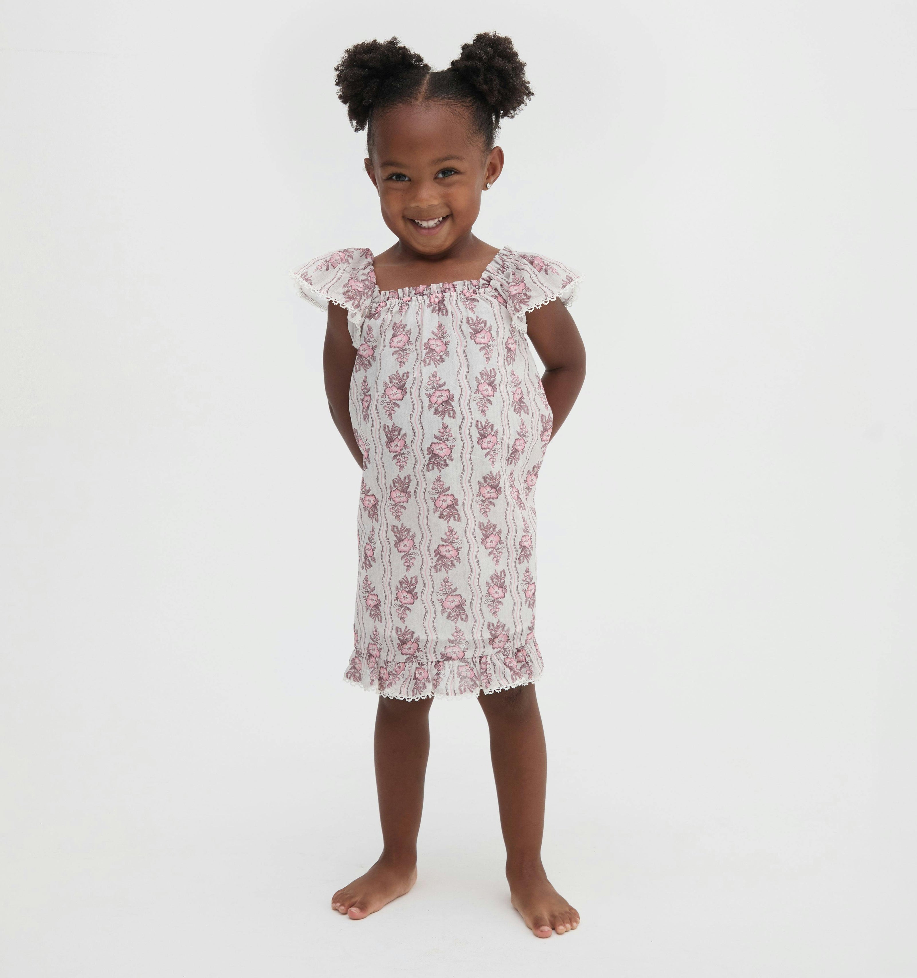 The Tiny Lucinda Dress - Peony Scallop Stripe Pink