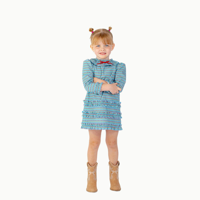 Ruffle Dress in Apples & Bananas