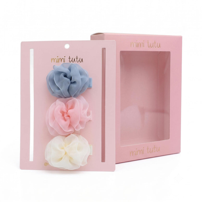 Multicolor Tulle Bow Hair Clip Set