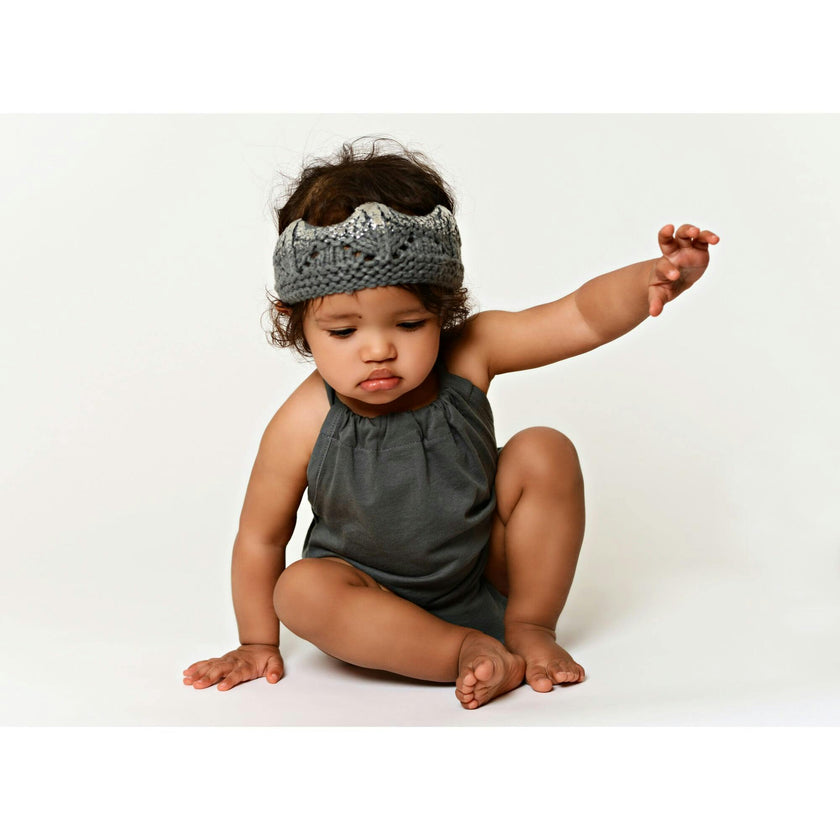 Aiden Hand-Knit Crown, Pink with Gold