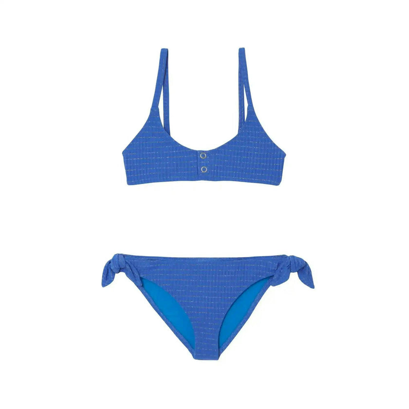 Girls' bikini with snap buttons, blue/gold | CALYPSO 2P