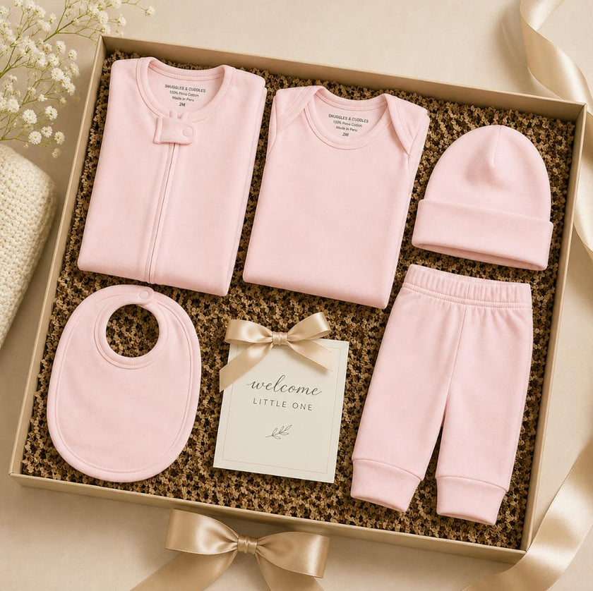 Pima Cotton 5 -Piece Layette Set | Hypoallergenic Baby Gift Set