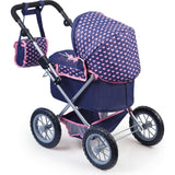 Trendy Pram Stroller for Toy Baby Dolls in Navy/Pink