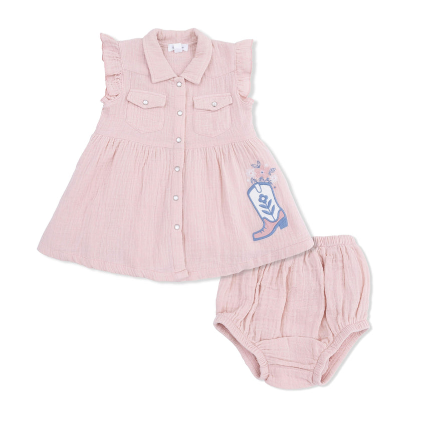Yee Haw Cowgirl - Western Pearl Snap Dress & Bloomer
