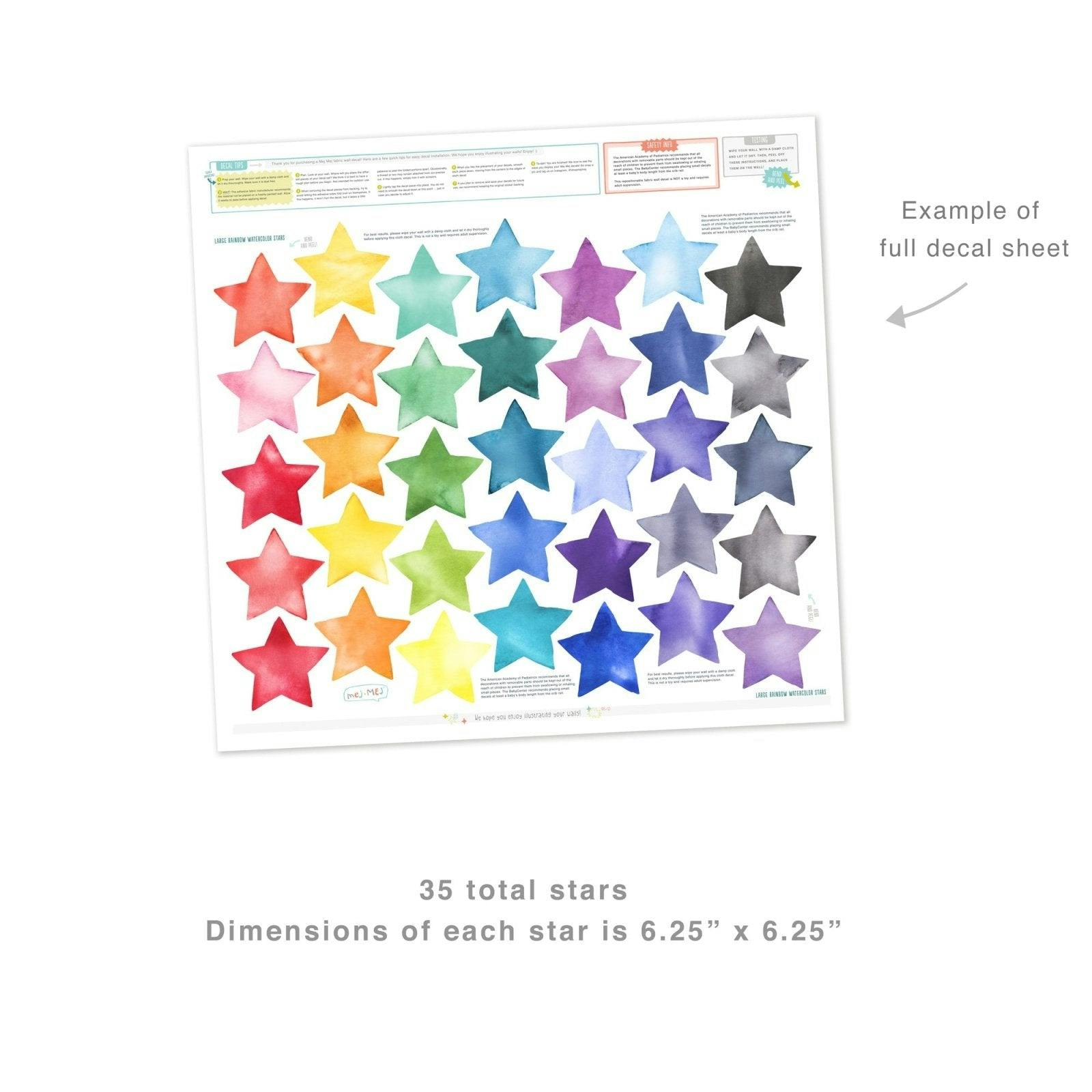 Watercolor Stars • Rainbow • Large • Peel-and-Stick Wall Decals